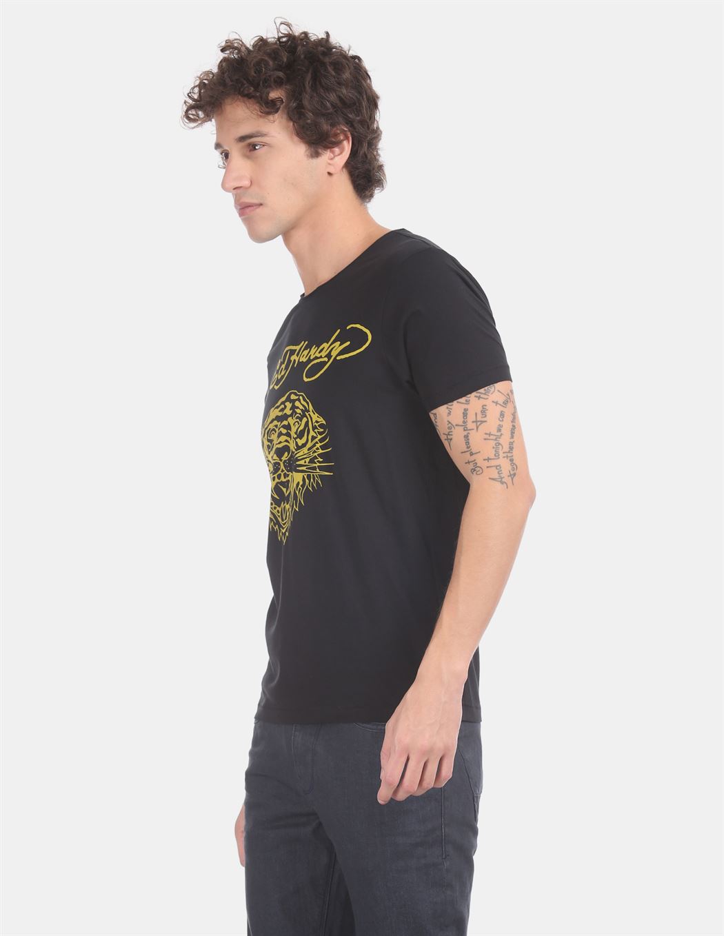 Ed Hardy Men Casual Wear Black T-Shirt